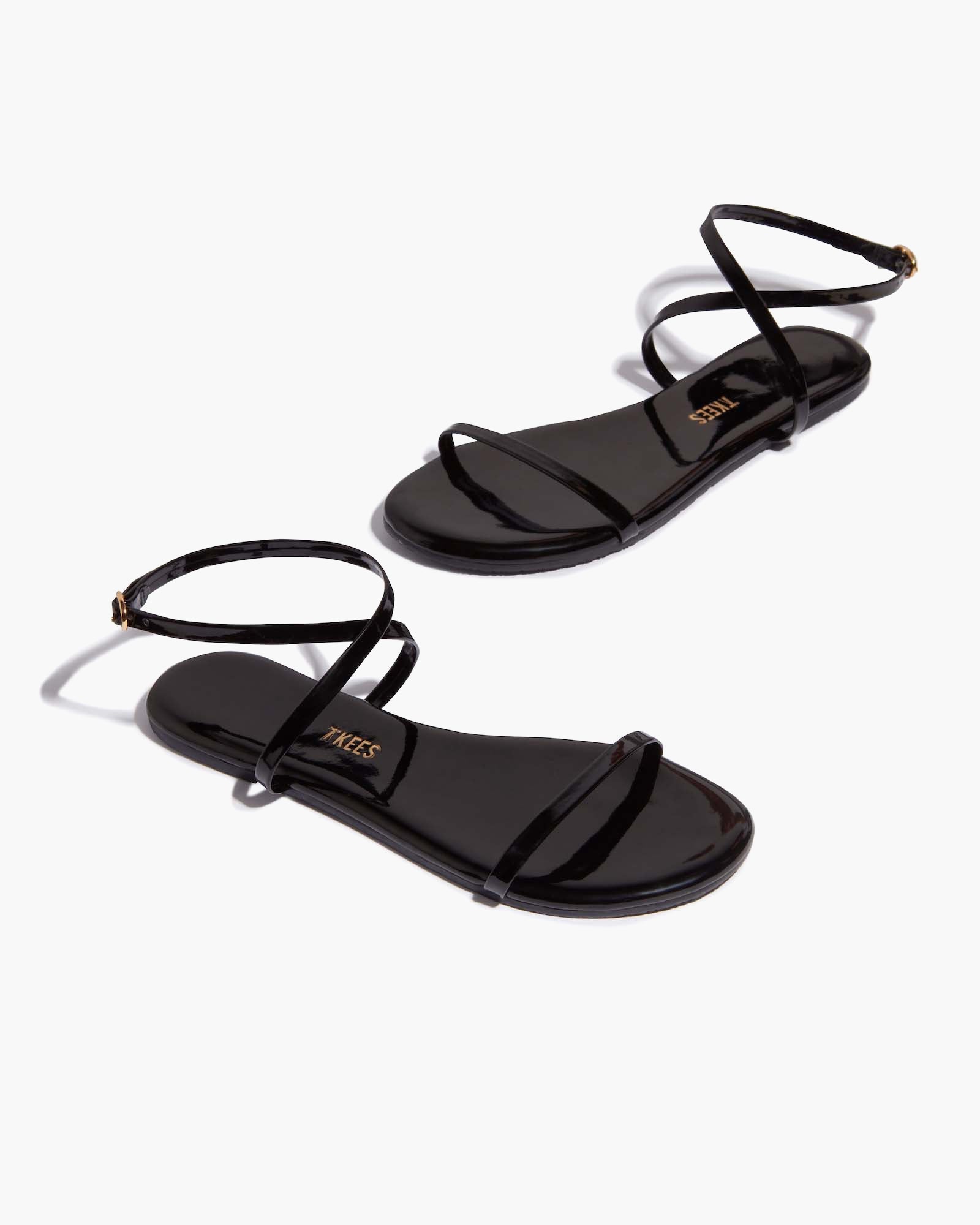 TKEES MJ Glosses Sandalen Damen Schwarz | QWSUDKA-12