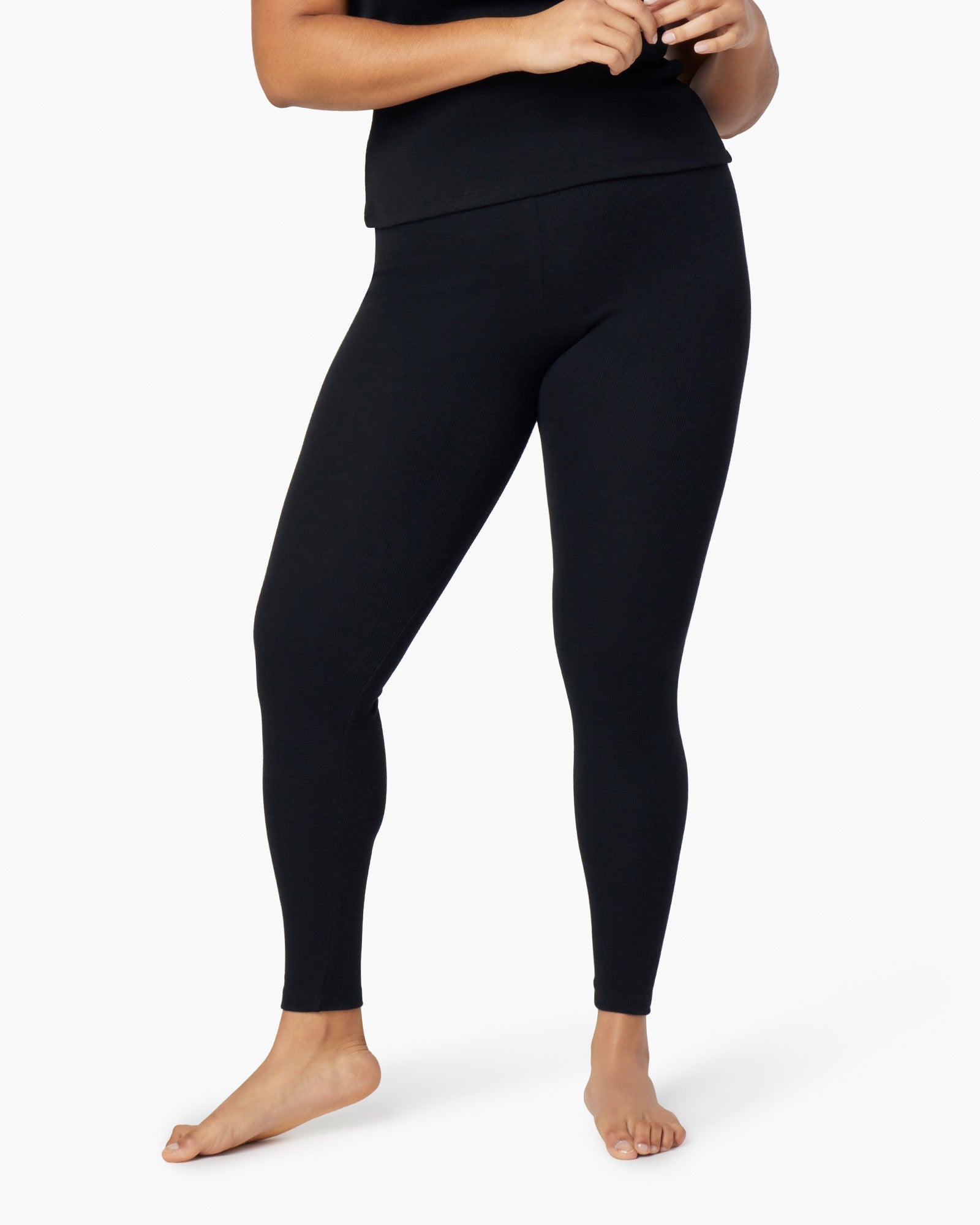 TKEES Super Rib Leggings Damen Schwarz | AOEBZNU-62