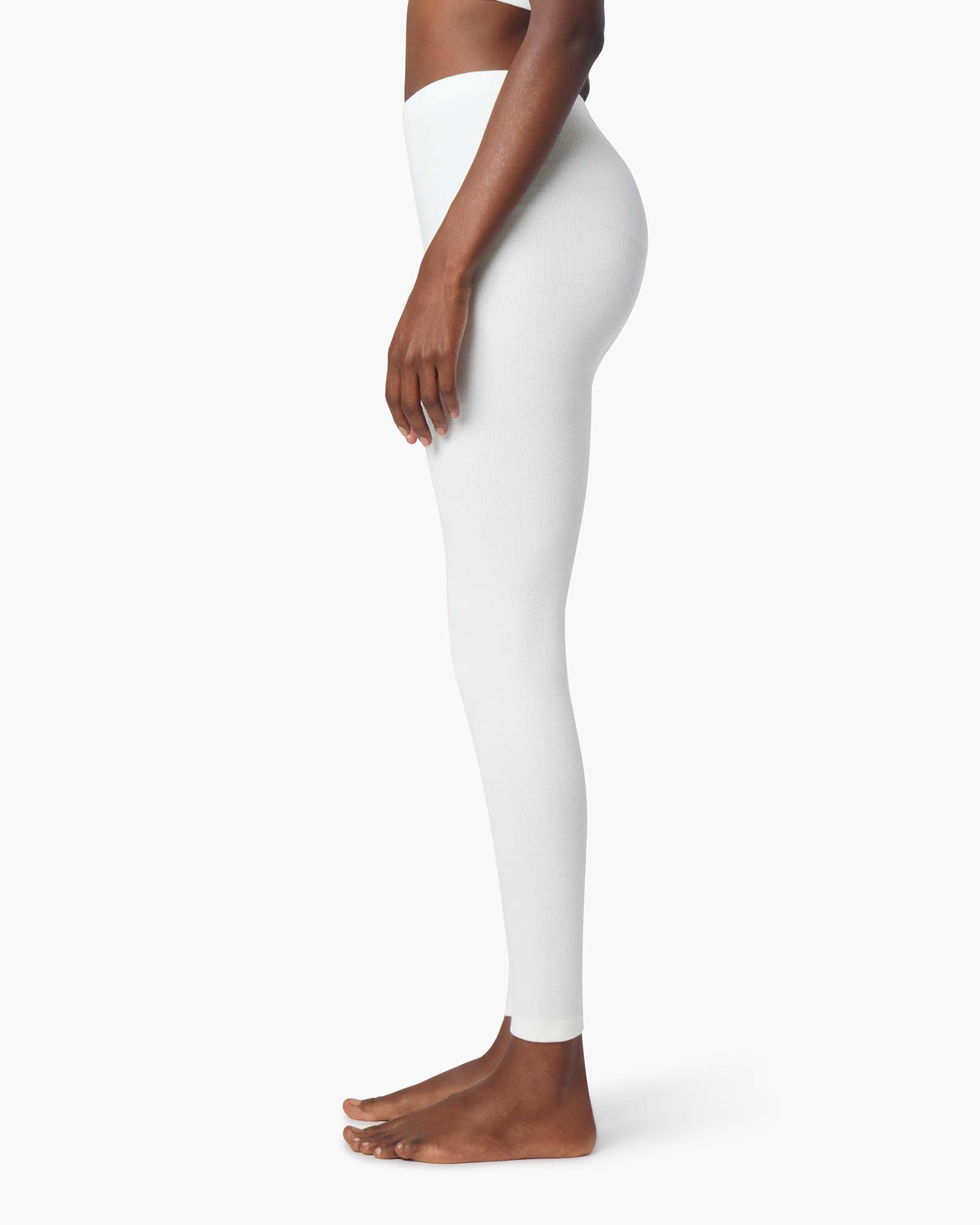 TKEES Super Rib Leggings Damen Weiß | OIEAVTQ-23